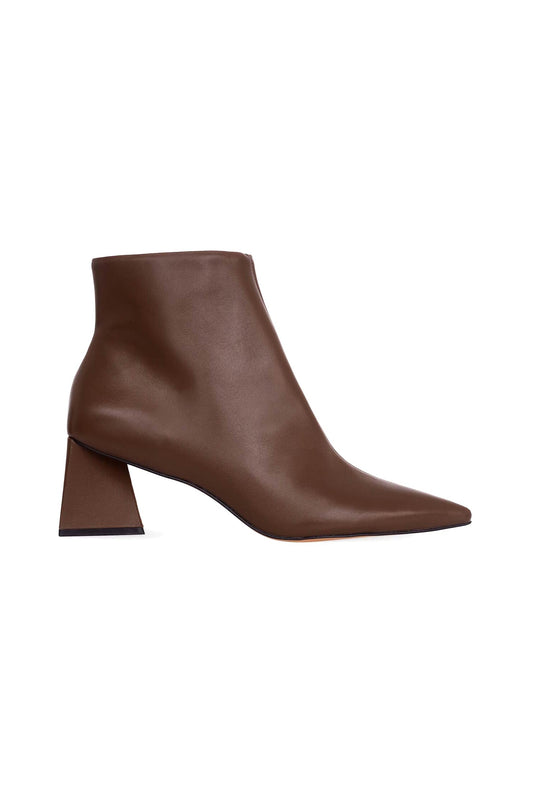 Black Sheepskin Leather Ankle Boots Mabea – Women’s Pointed-Toe Block Heel